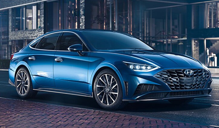 Blue 2020 Hyundai Sonata Displayed