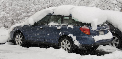 Subaru Outback with snow