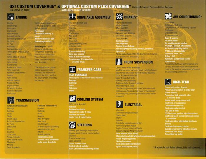 OSI Custom Plus Brochure Vehicle Extended Warranty Near Collierville TN