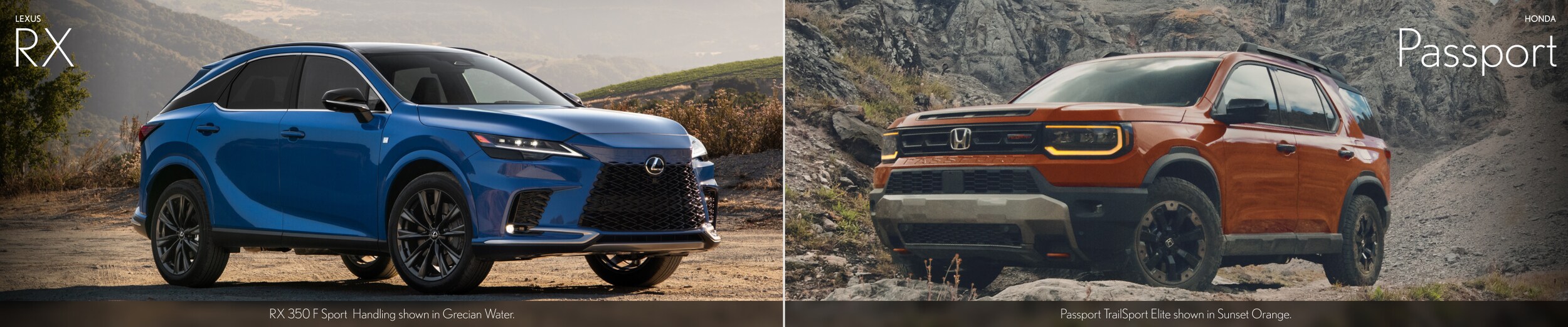 Blue Lexus RX Vs. Orange Honda Passport