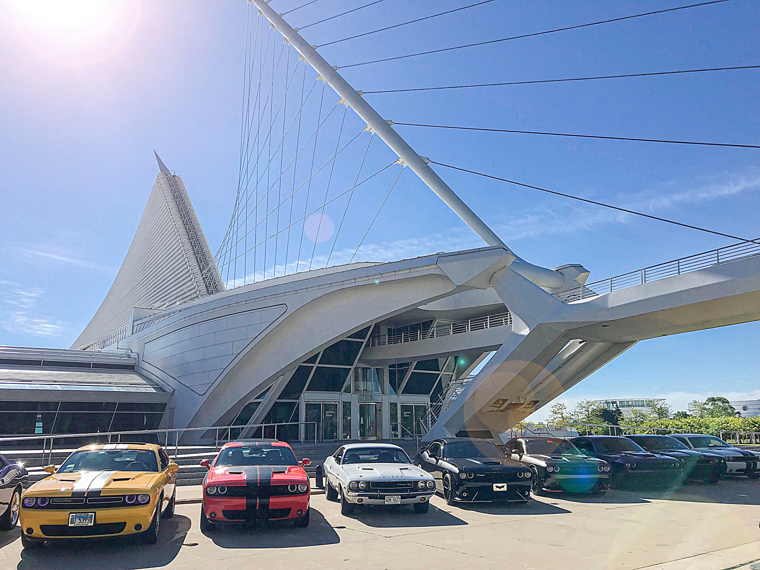 Milwaukee art museum Dodge Challengers Car Show.jpg