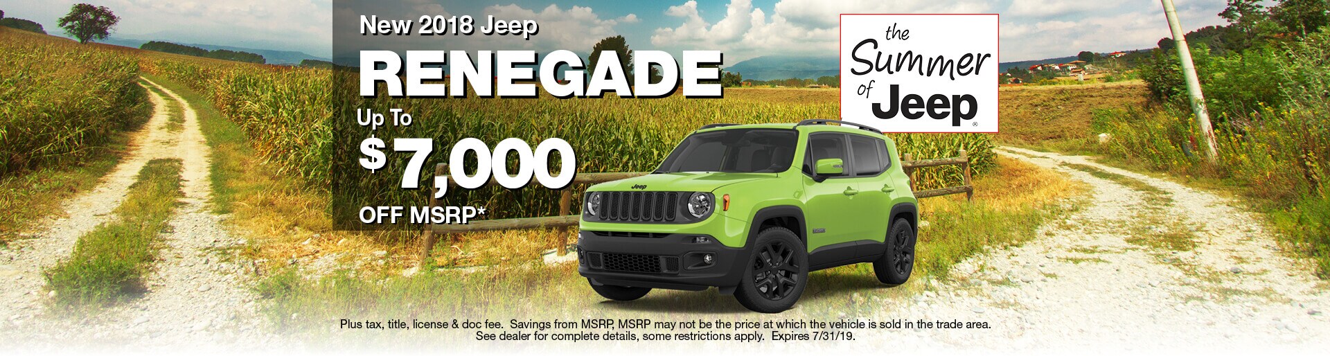 Get up to $7000 off MSRP on a 2018 Jeep Renegade