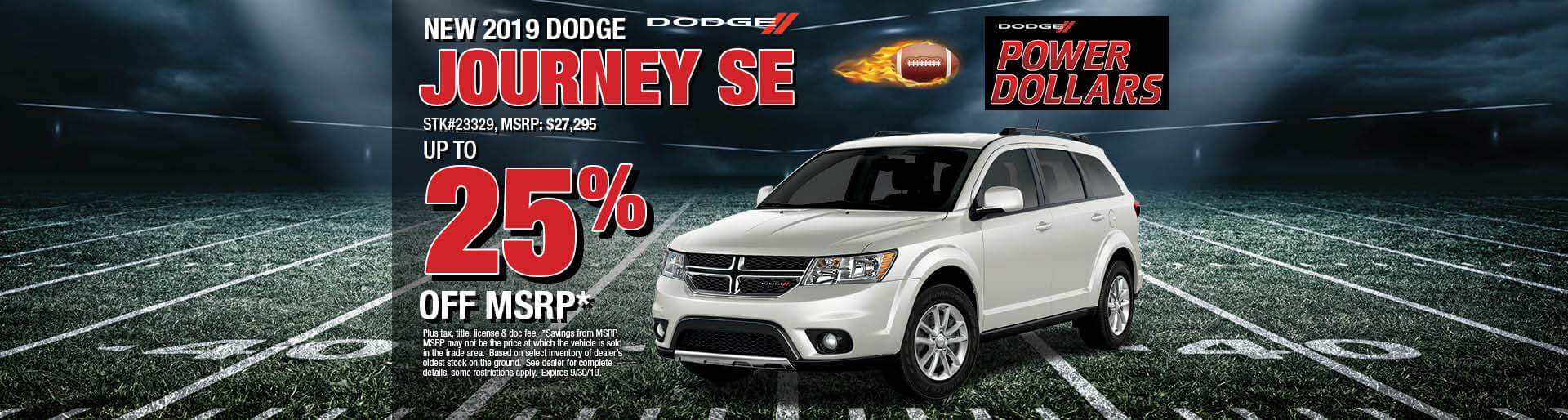 Get up to 25% off MSRP on a 2019 Dodge Journey SE