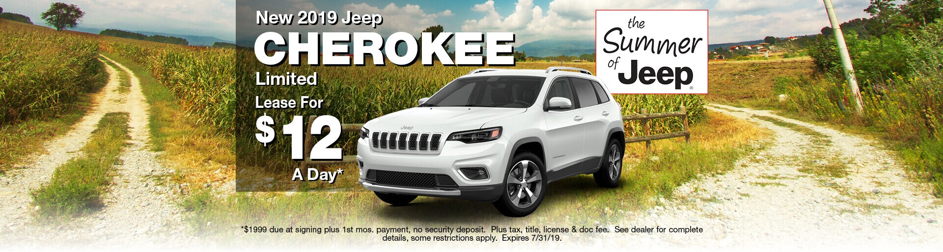 Lease a 2019 Jeep Cherokee Limited for $12 a Day