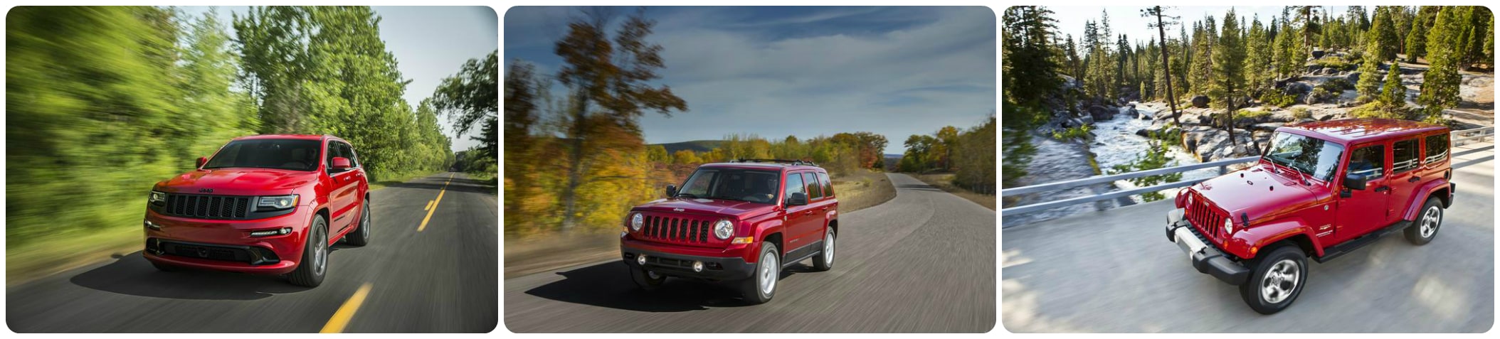 Jeep Wrangler, Patriot and Grand Cherokee