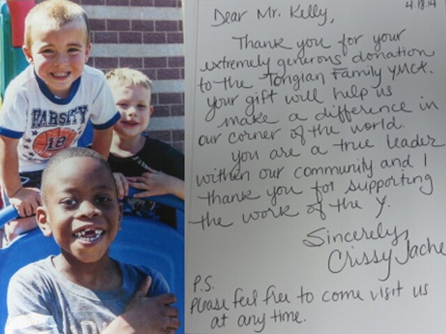 Thank you letter from YMCA of Metro
North