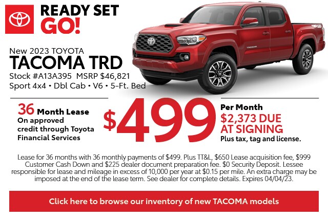 New 2023 Tacoma TRD $499 per month and $2373 due at signing