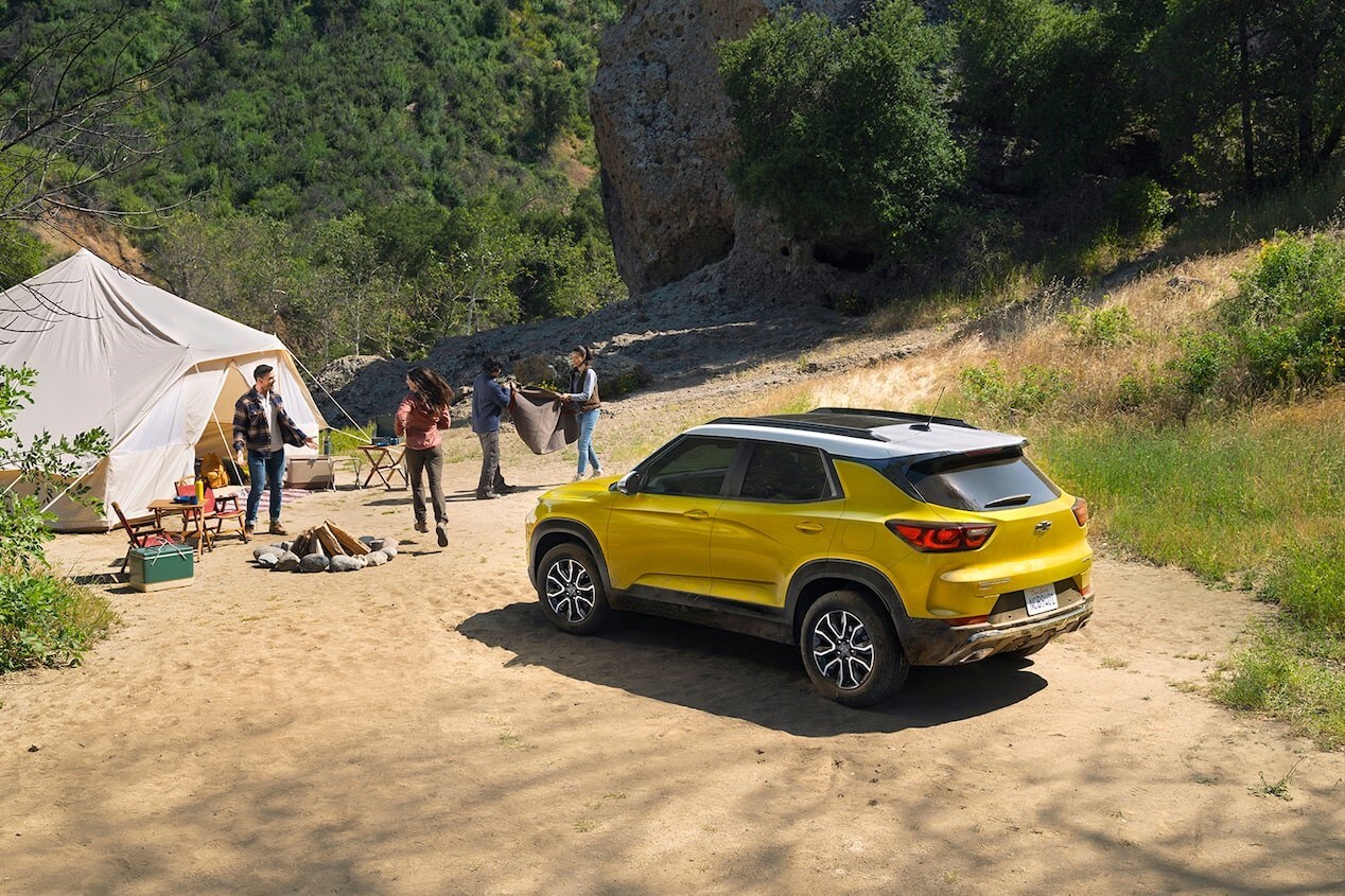 New 2025 Chevy Trailblazer parked at a campsite New 2025 Chevy Trailblazer parked at a campsite
