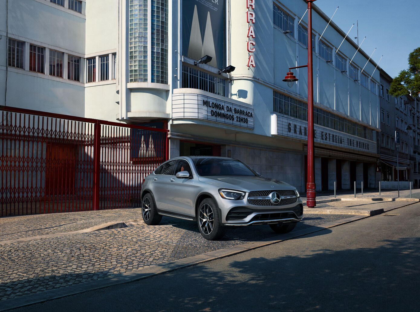 Mercedes-Benz GLC silver Mercedes-Benz GLC with old theater in the background
