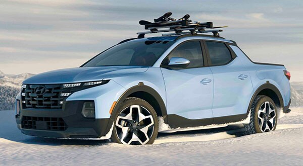 Hyundai Santa Cruz Parked on a Snowy Day