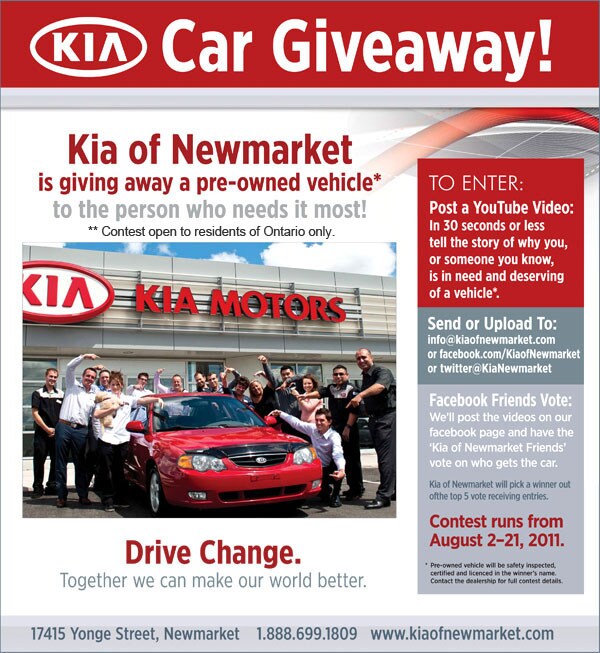 Kia of Newmarket CAR GIVEAWAY!!