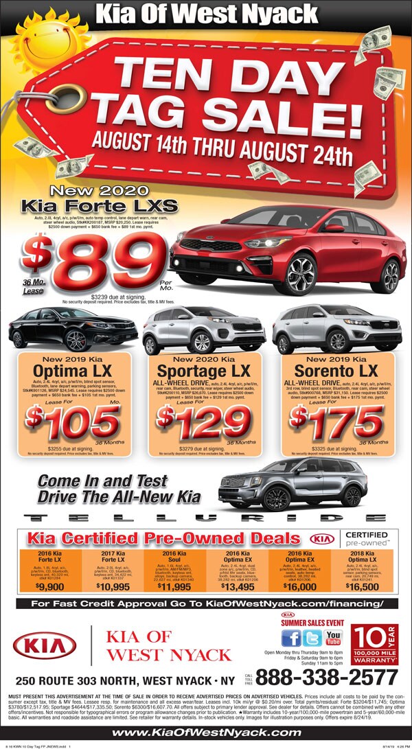 Kia West Nyack Ten Day Tag Sale