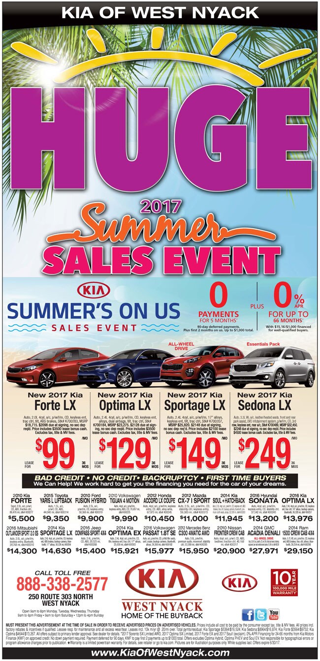 Huge Summer Sales Event at Kia of West Nyack