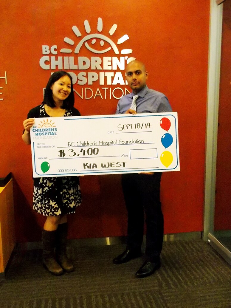 Donation to BC Children's Hospital from Kia West Donation to BC Children's Hospital from Kia West