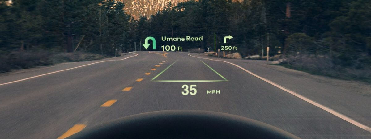 Head-Up Display in the 2026 Genesis GV70 projecting driving information onto the windshield