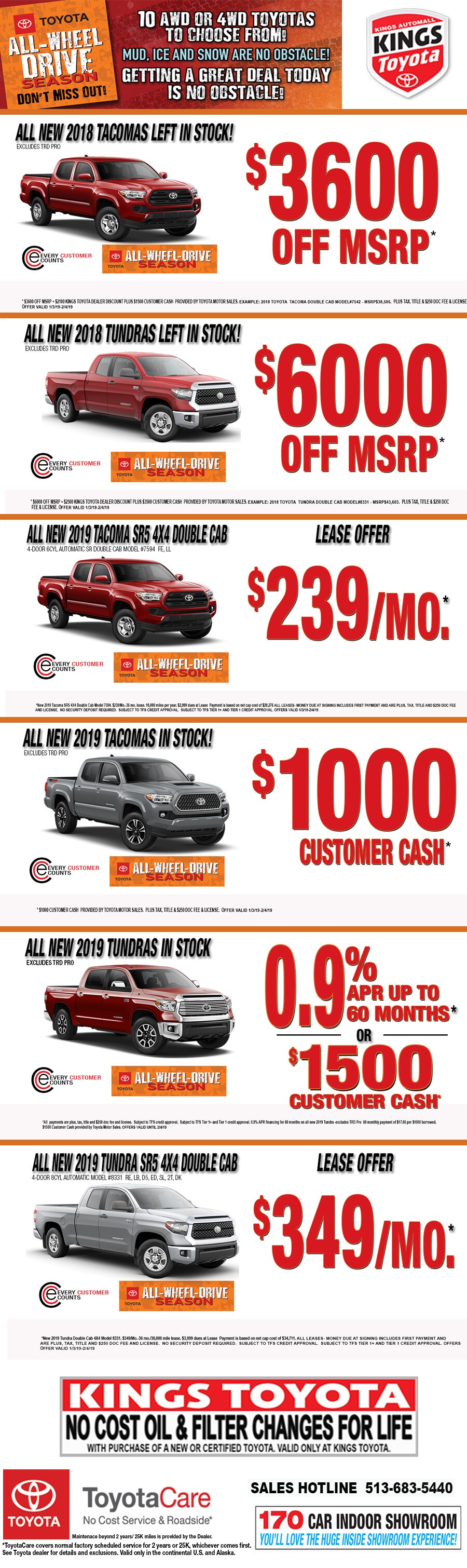 2019 January Truck Specials for Toyota