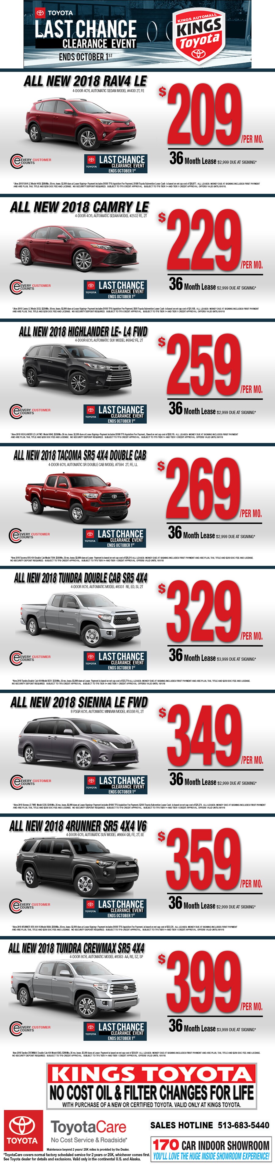 September Toyota Lease Specials