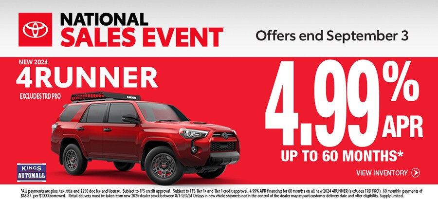 National Sales Event Specials in Cincinnati OH at Kings Toyota.