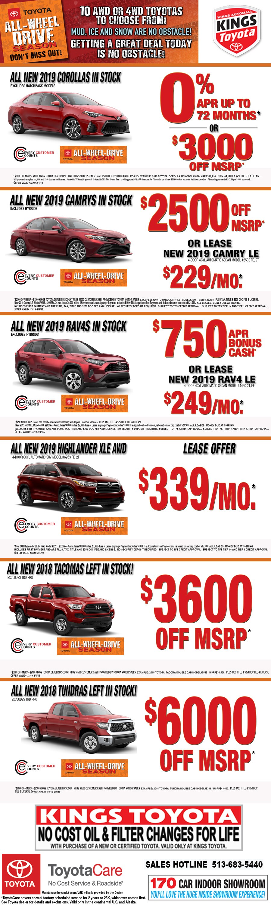January 2019 Toyota Specials