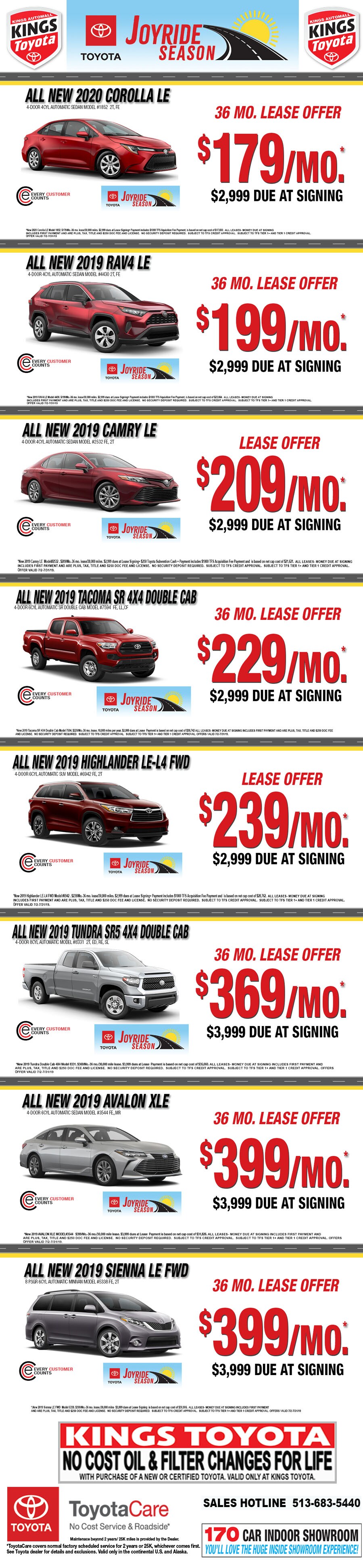 Toyota July Lease Specials