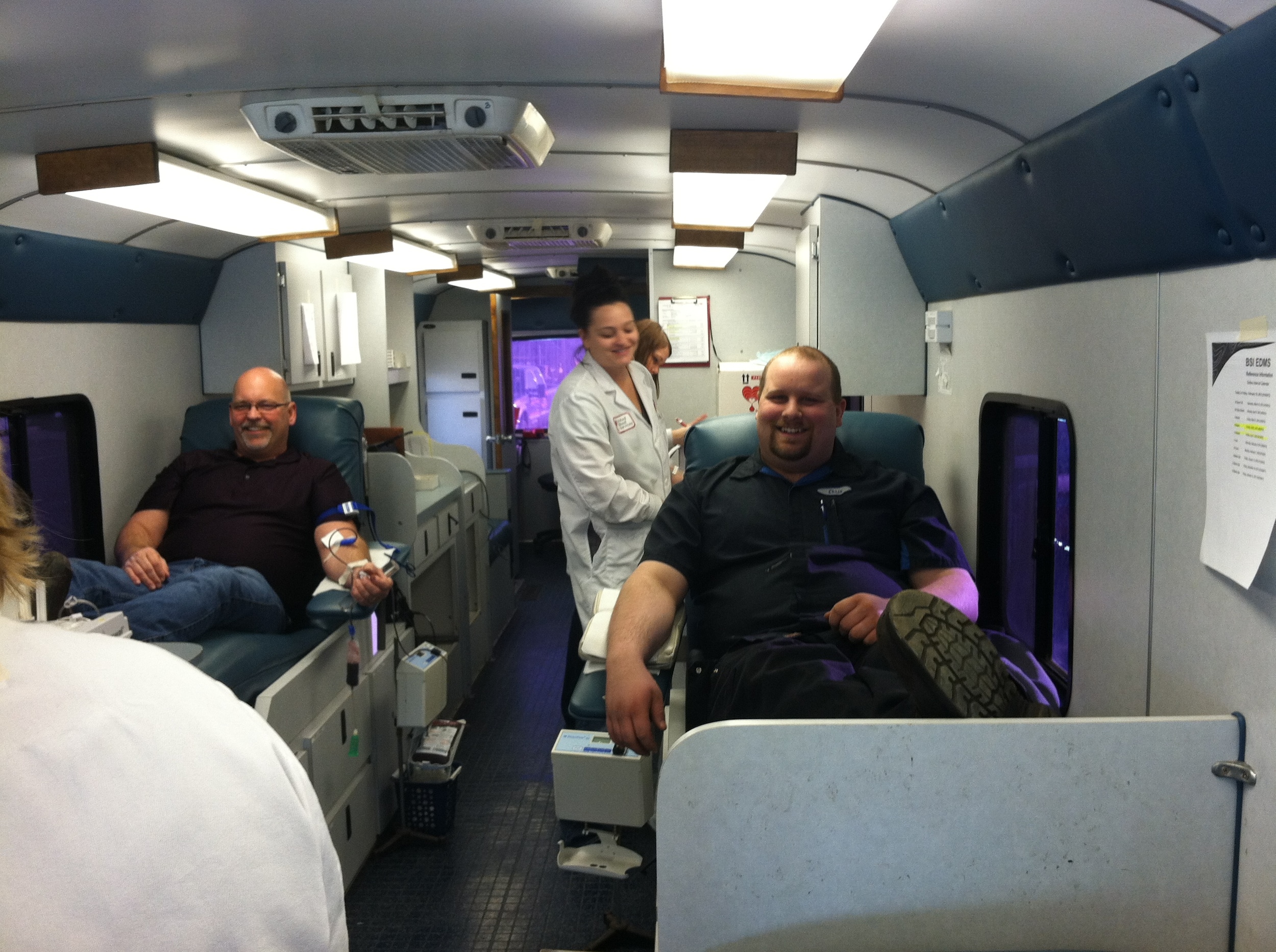 Pat Fiest and Chris Helbling Donating Blood
