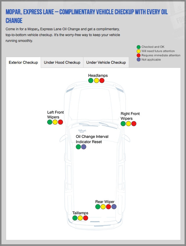 Chrysler dealer oil change coupons