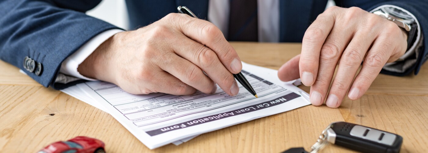 Man signing car paperwork
