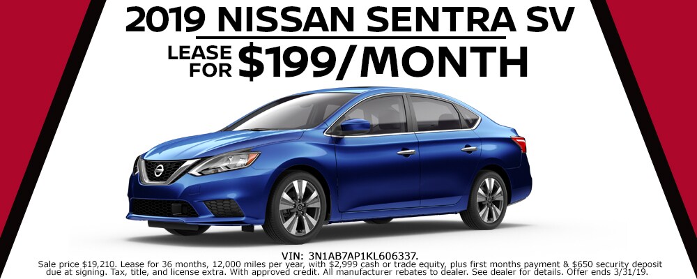 New 2019 Nissan Sentra lease deals at Council Bluffs Nissan dealership near Bellevue