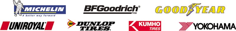 Brand Name Tires: Michelin, BF Goodrich, GoodYear, Uniroyal, Dunlop, Kumho, Yokohama