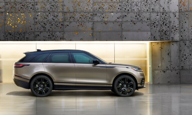 2023 Land Rover Range Rover Velar Exterior Parked By Fancy Building Side View