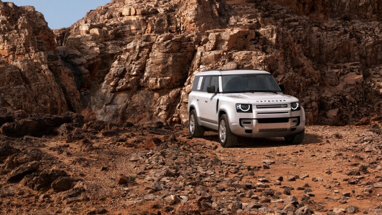 2023 Land Rover Defender Exterior Parked By Rocks