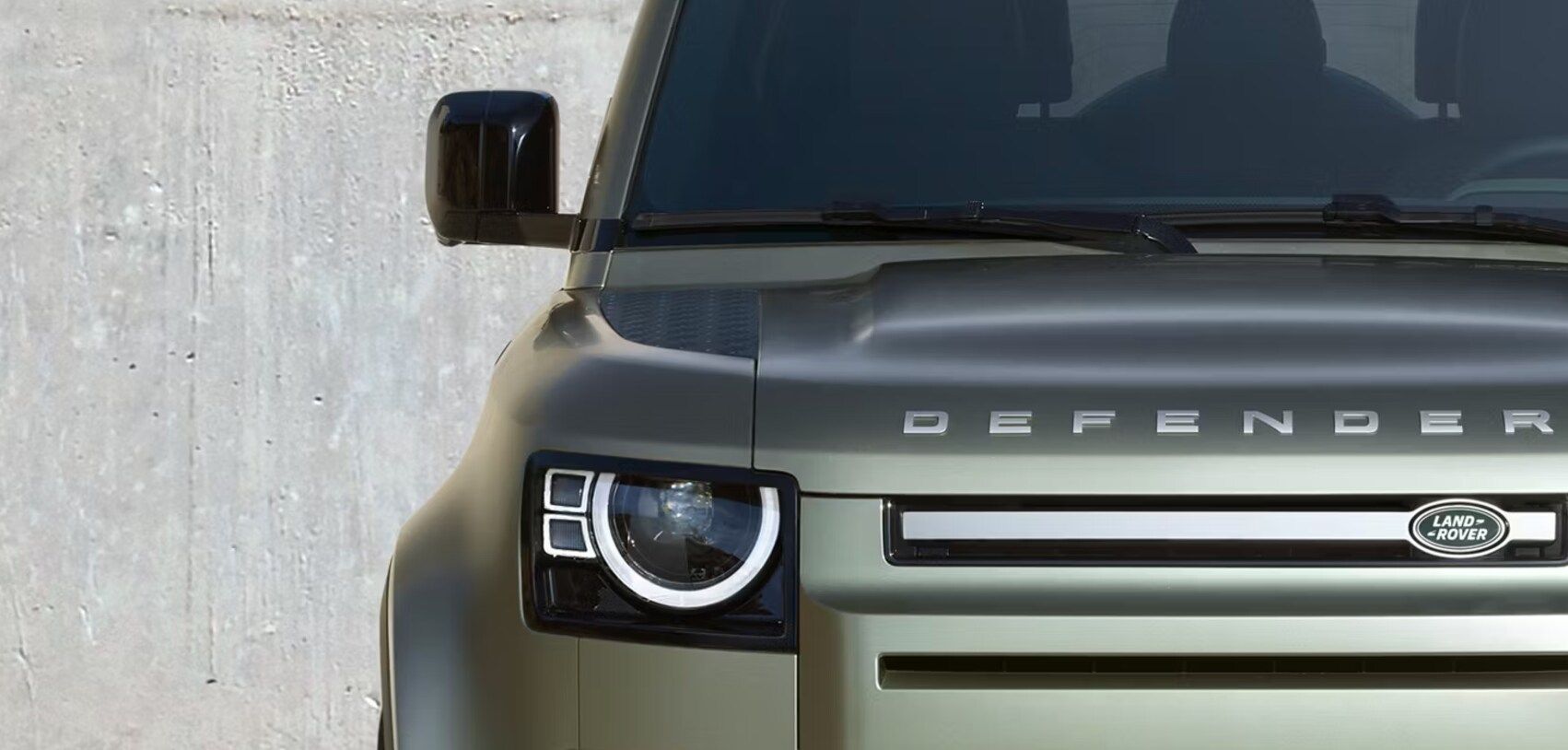 close-up view of a new Defender grill close-up view of a new Defender grill