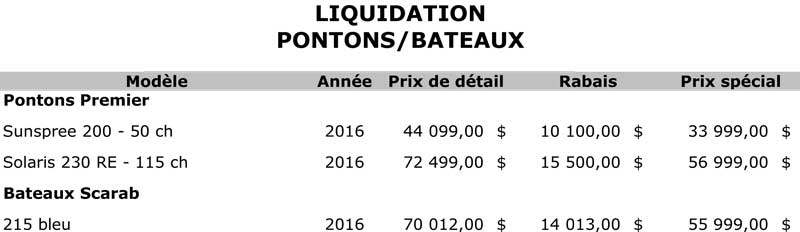 liquidation bateaux et pontons - Lapointe Sports - Joliette - Lanaudiere