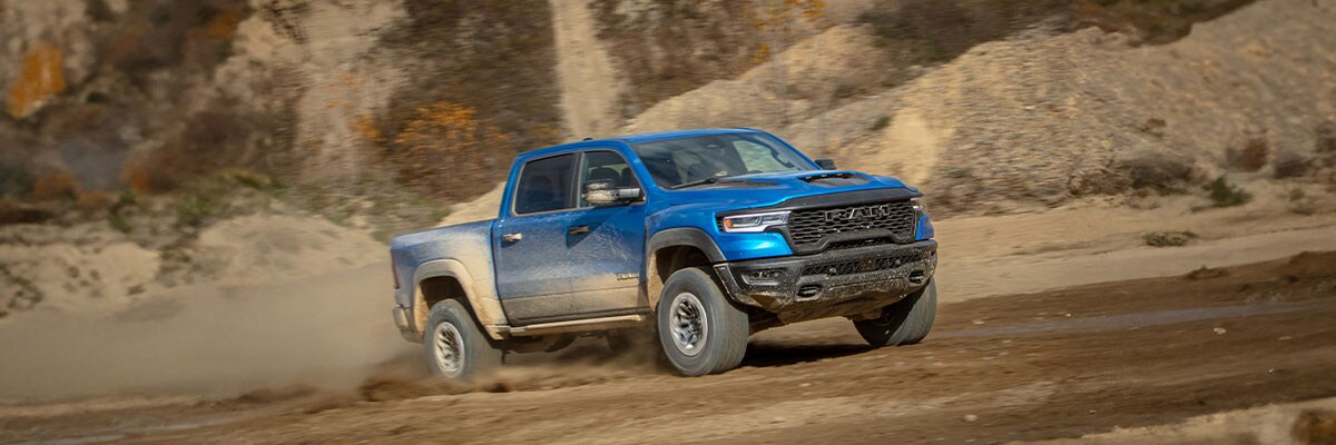 A RAM 1500 driving toward Larchmont, NY.