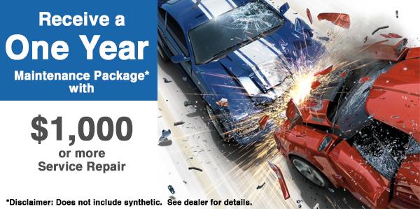 Free Pre-Paid Maintenance package with $1000 or more body shop work