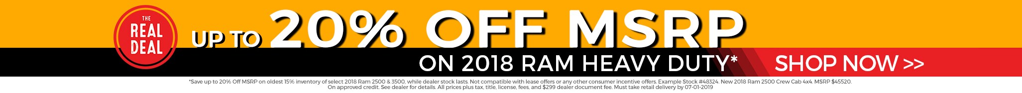 Up to 20% Off MSRP on 2018 Ram Heavy Duty Up to 20% Off MSRP on 2018 Ram Heavy Duty