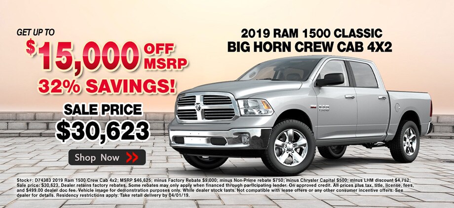 Up to $15,000 Off MSRP on the RAM 1500 Classic Big Horn Crew Cab, Avondale, AZ Up to $15,000 Off MSRP on the RAM 1500 Classic Big Horn Crew Cab at AvondaleDodge.com
