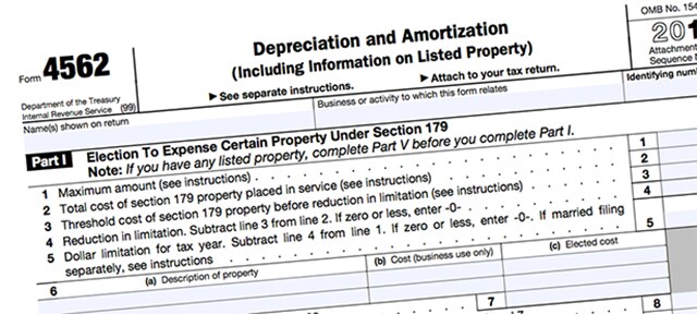 Tax Form 4562 for Section 179 Tax deductions.
