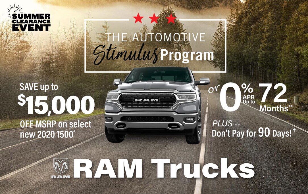 0% APR up to 72 Months on Select New 2020 Ram 1500*