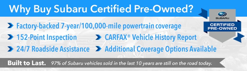 Why Buy
Certified Pre-Owned at Larry H. Miller Subaru Boise Why Buy
Certified Pre-Owned at Larry H. Miller Subaru Boise
