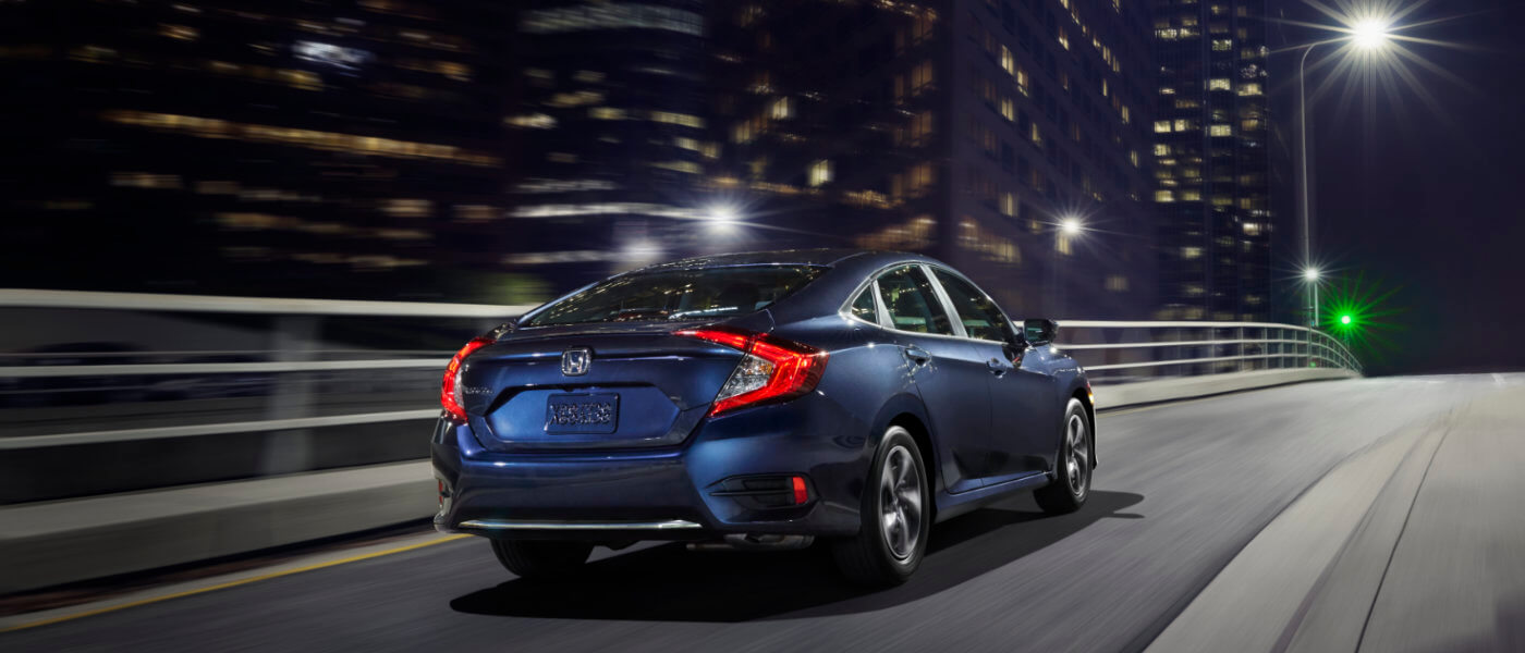 New Blue 2019 Honda Civic on highway
