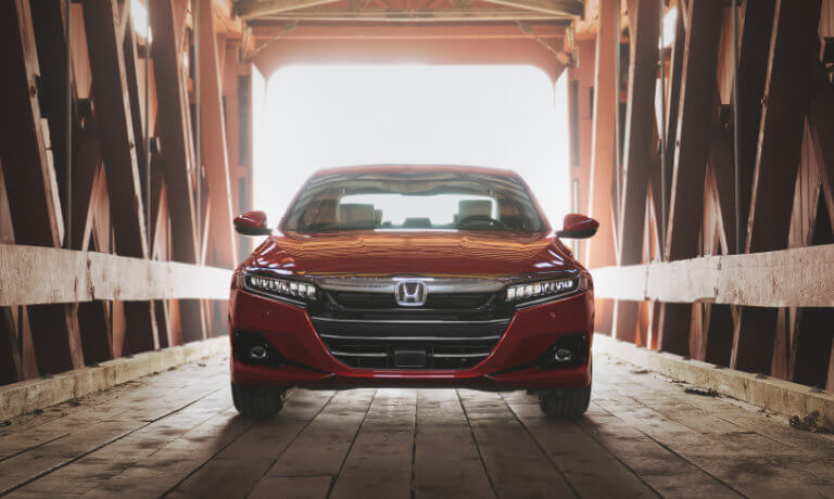 Honda Accord on a wooden bridge