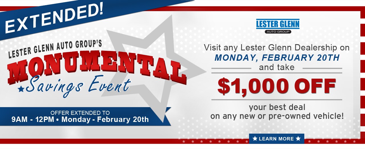 Lester Glenn Presidents Day Savings Event