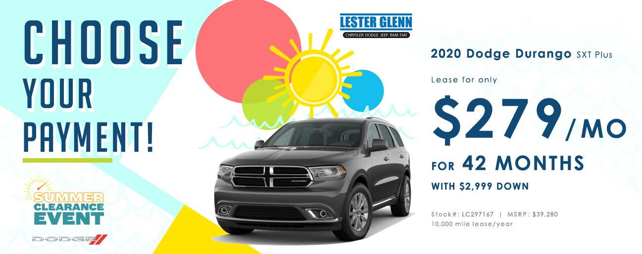 2020 Dodge Durango SXT Plus July Lease Special