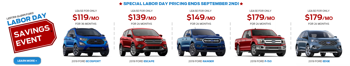 Lester Glenn Ford Labor Day Pricing Event