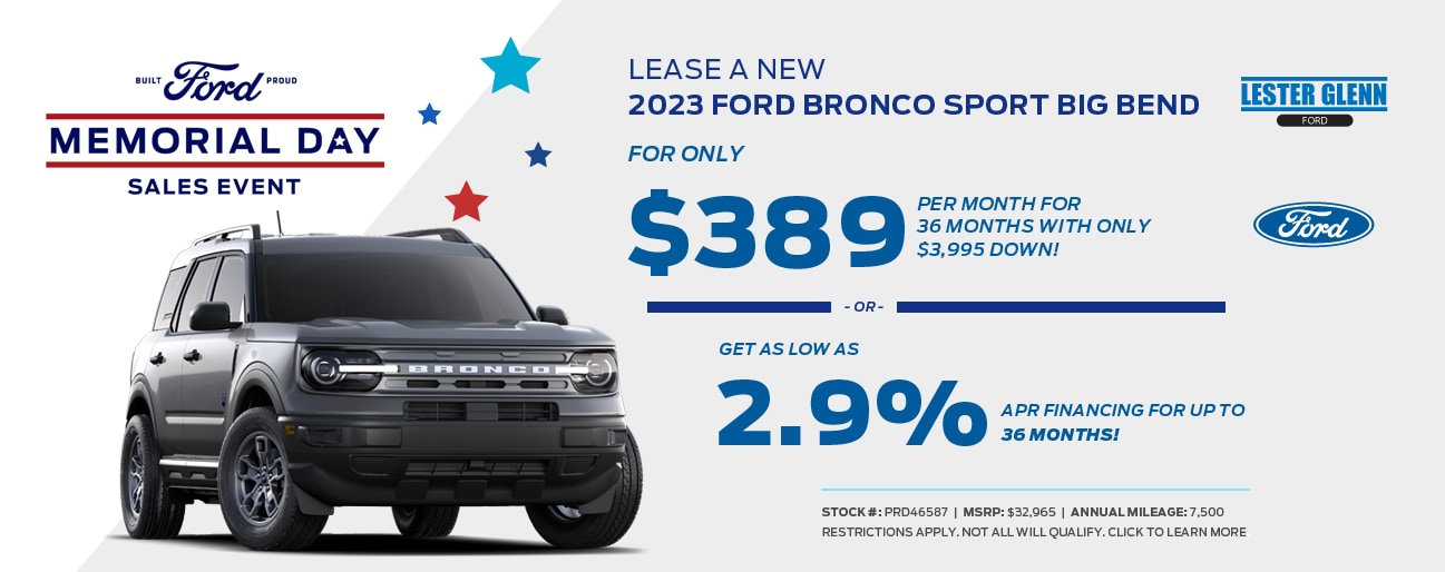 2023 Ford Bronco Sport Specials at Lester Glenn Ford in Ocean Township, NJ Lester Glenn Ford