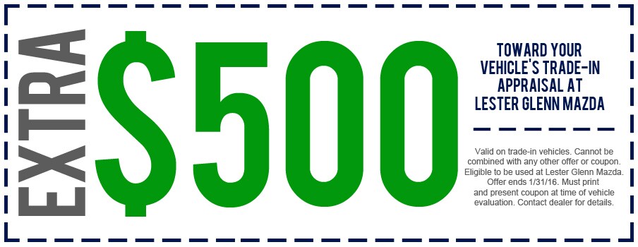 Lester Glenn Mazda $500 Trade-in Coupon