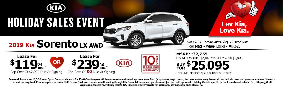 2019 Kia Sorento Lease Special at Lev Kia 2019 Kia Sorento Lease Special at Lev Kia
