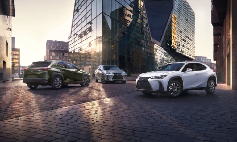 2020 Lexus UX 250h parked in front of an office
