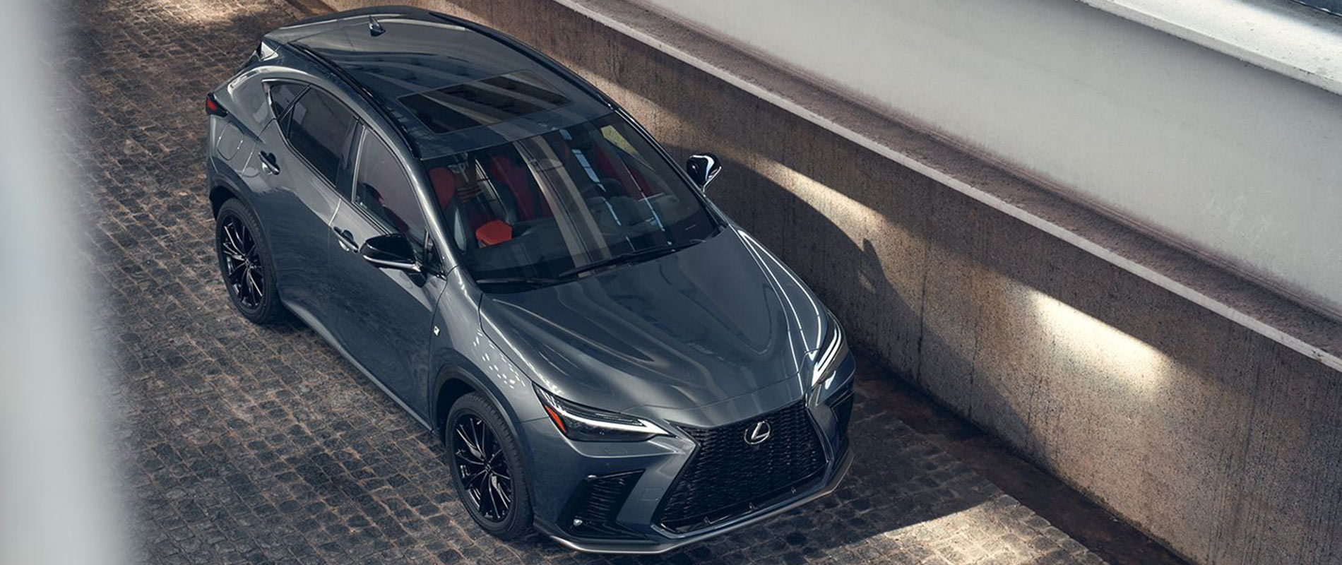 2025 Lexus NX Trim Comparison Overhead view of a silver 2025 Lexus NX